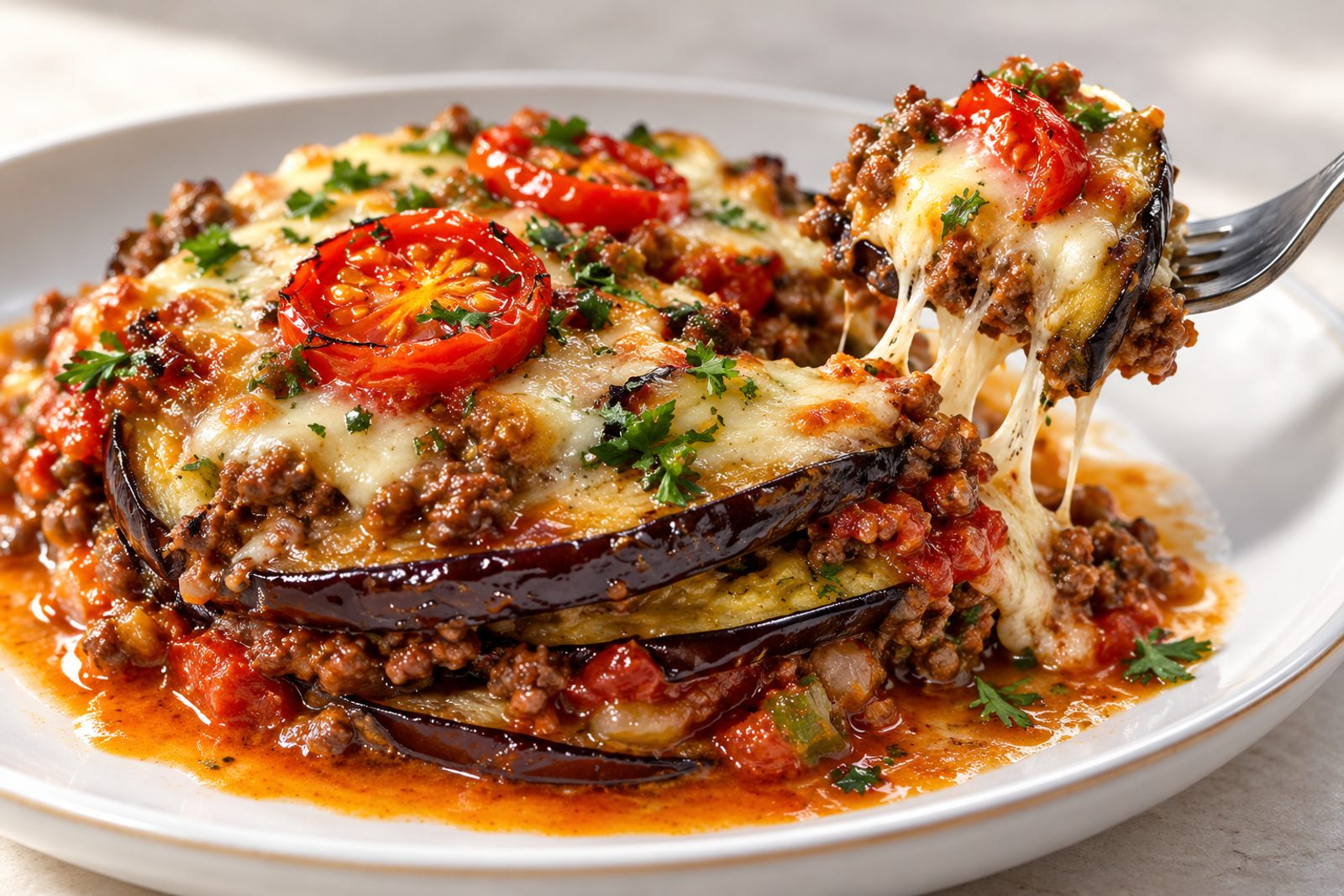 Cheesy Beef & Eggplant Lasagna