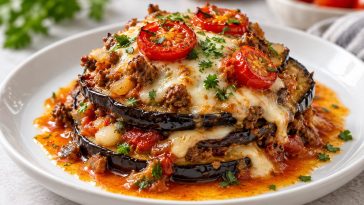 Cheesy Beef & Eggplant Lasagna