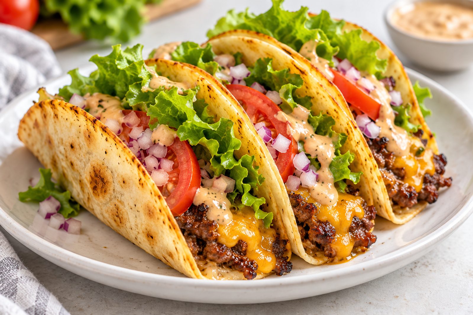 Cheesy Beef Smash Burger Tacos