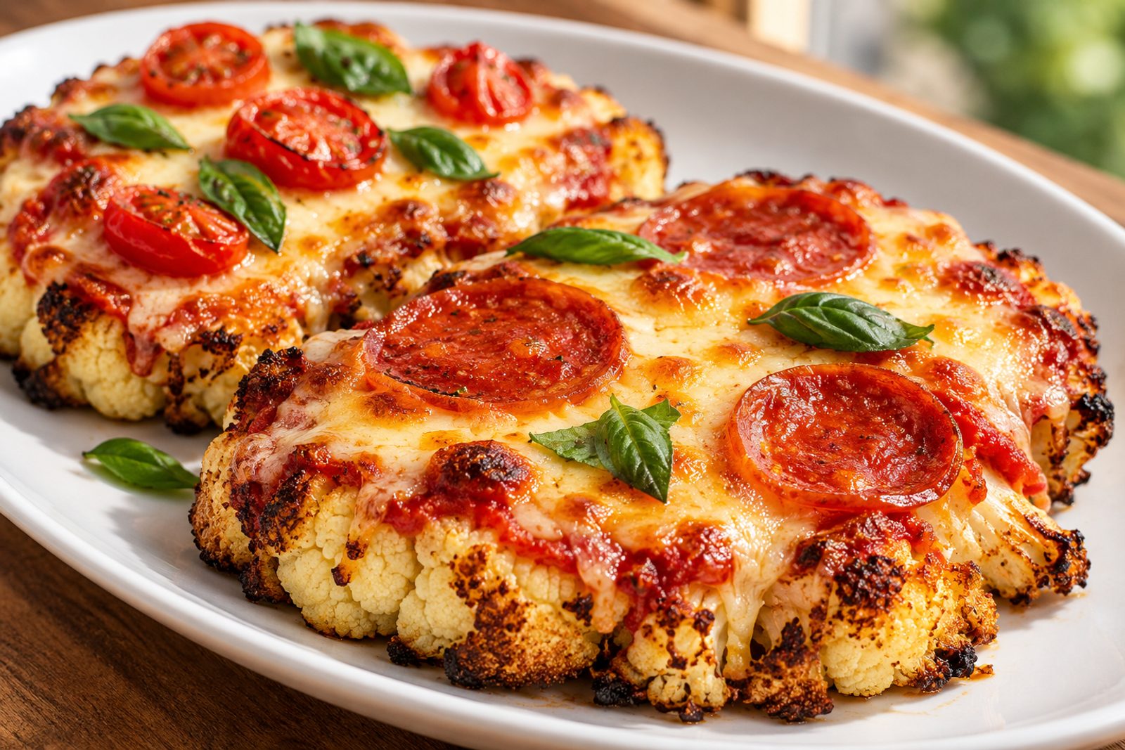 Cheesy Cauliflower Pizza Steaks (Easy Low-Carb Recipe)