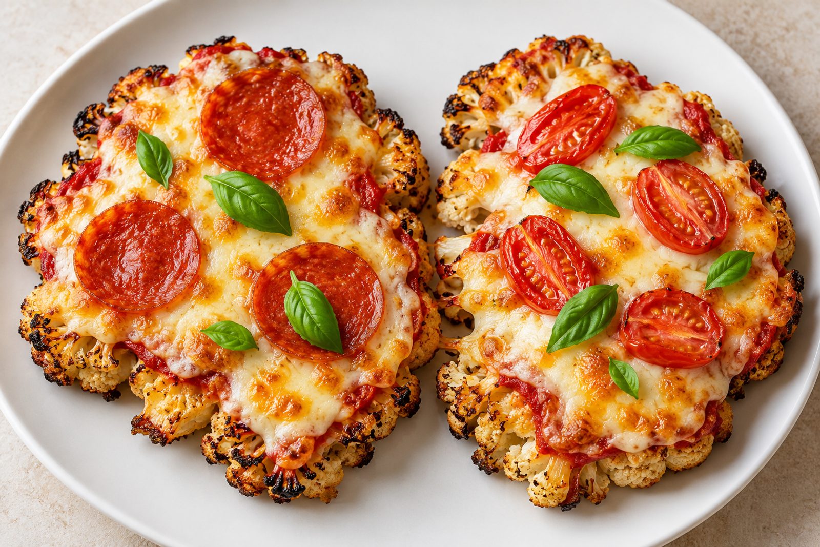Cheesy Cauliflower Pizza Steaks (Easy Low-Carb Recipe)