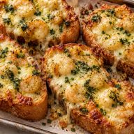 Cheesy Garlic Shrimp Bread