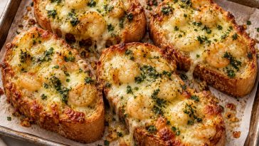 Cheesy Garlic Shrimp Bread
