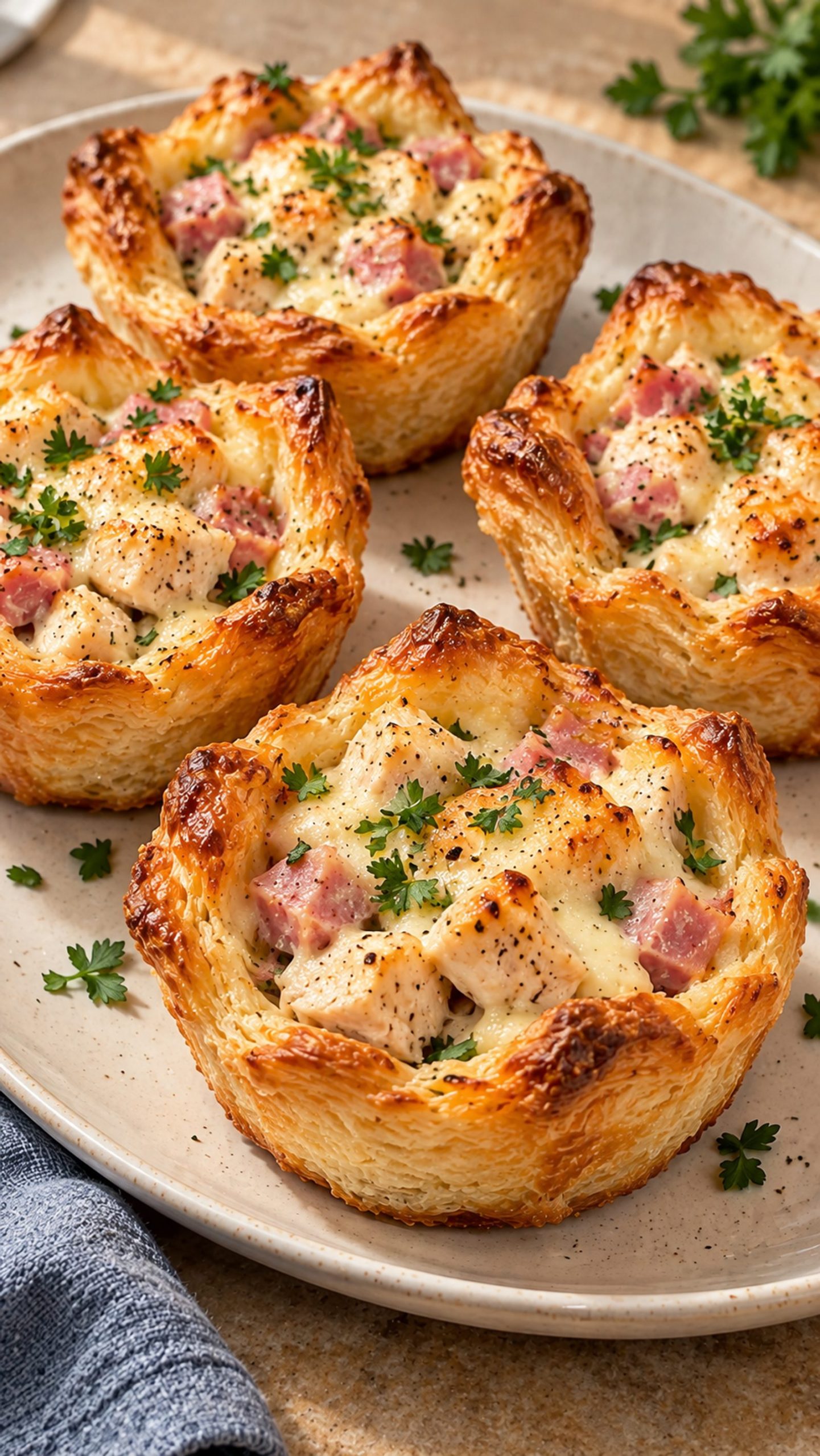 Chicken Cordon Bleu Pastry Cups