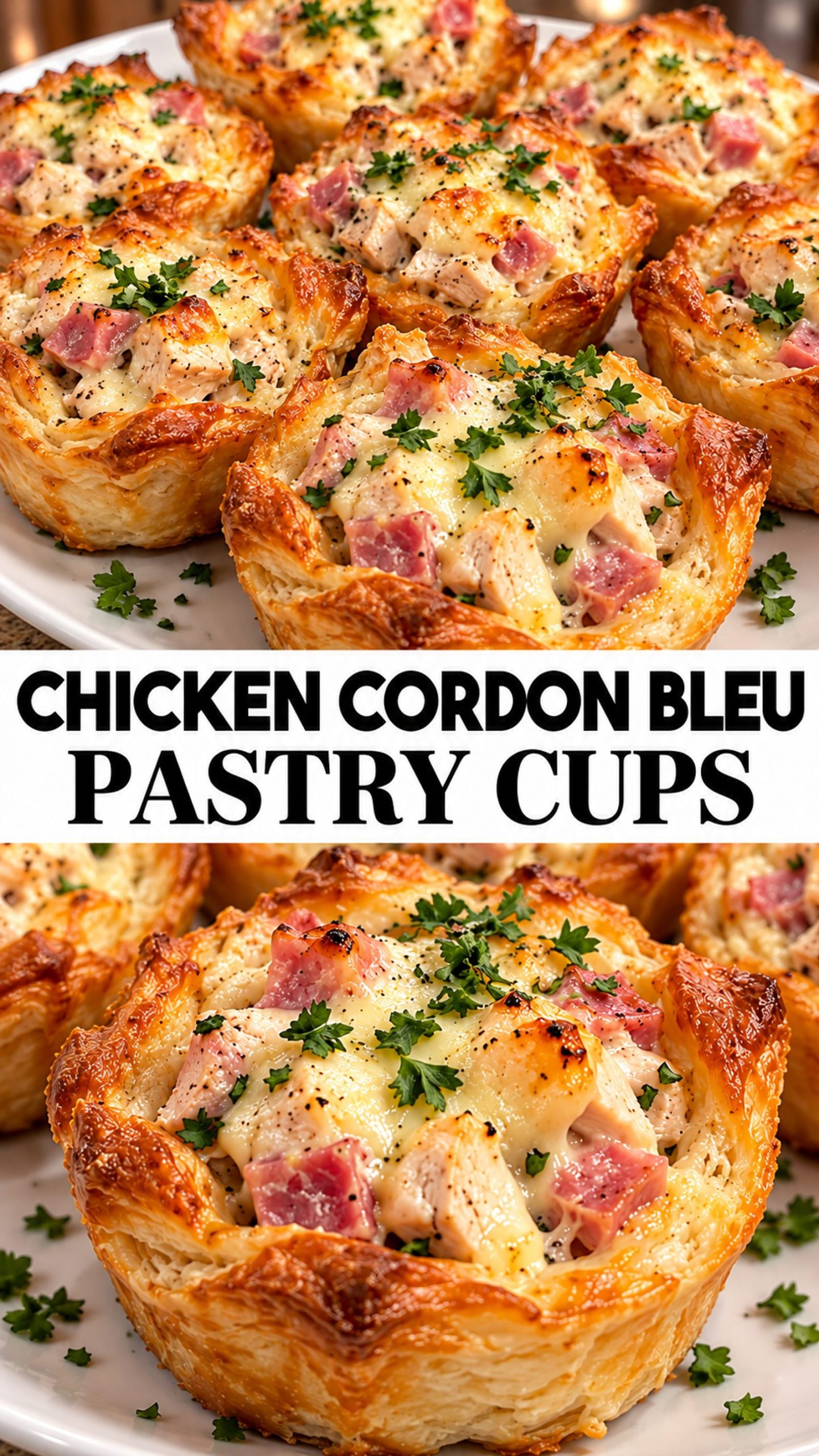 Chicken Cordon Bleu Pastry Cups