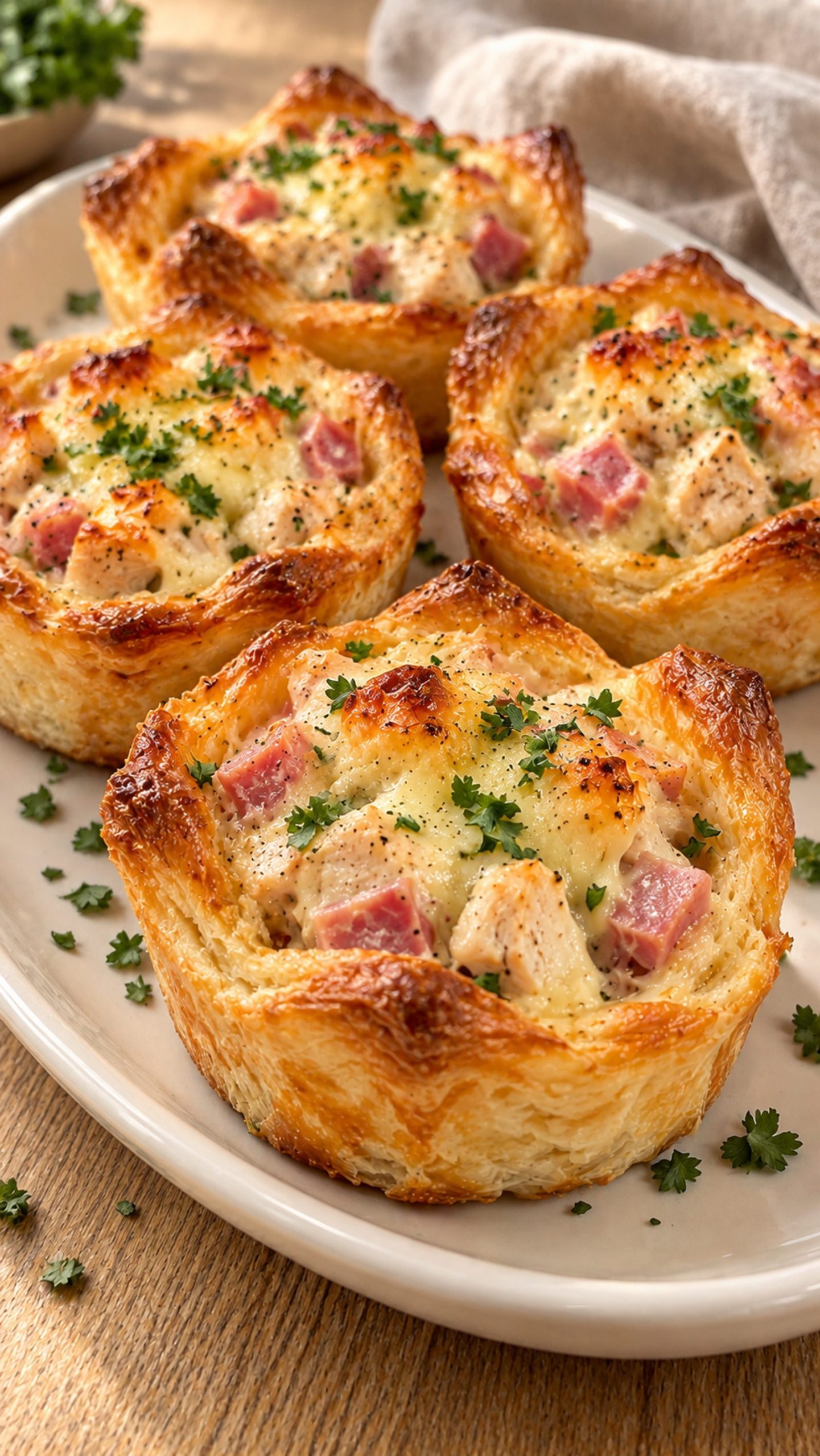 Chicken Cordon Bleu Pastry Cups