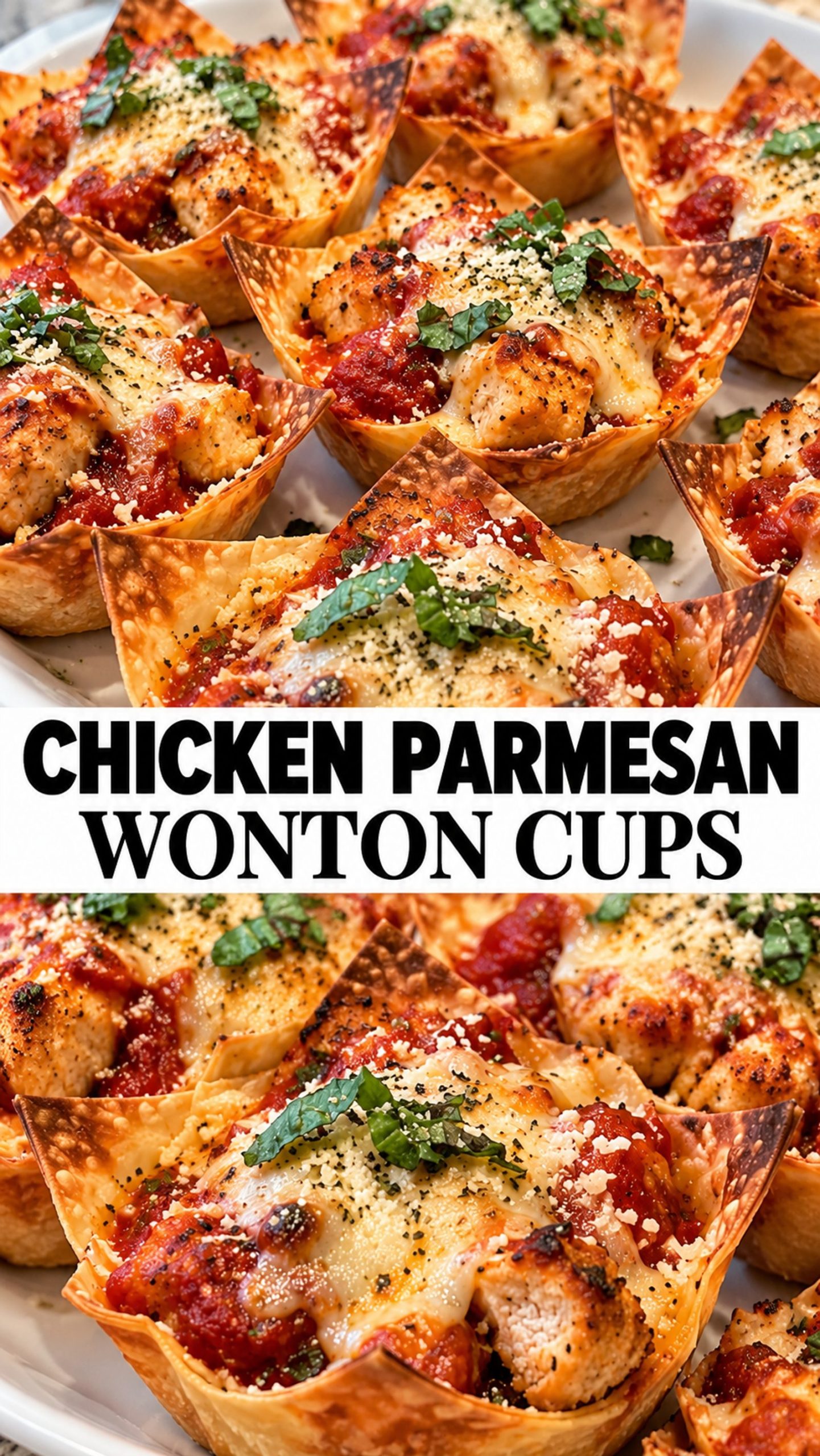 Chicken Parmesan Wonton Cups