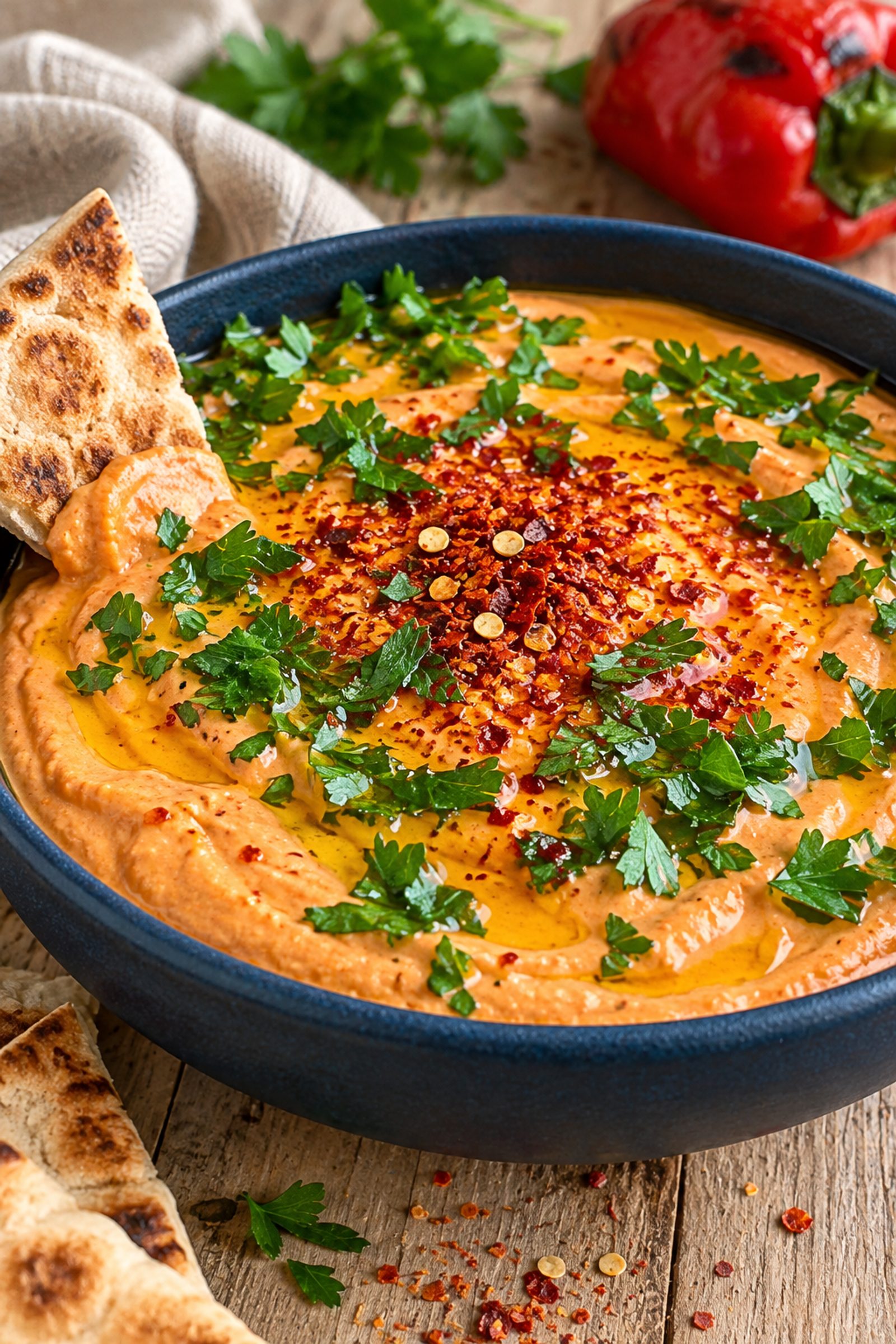 Creamy Roasted Pepper Feta Dip
