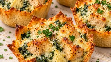 Creamy Spinach Artichoke Chicken Cups