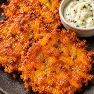 Crispy Butternut Squash Fritters with Garlic Dip