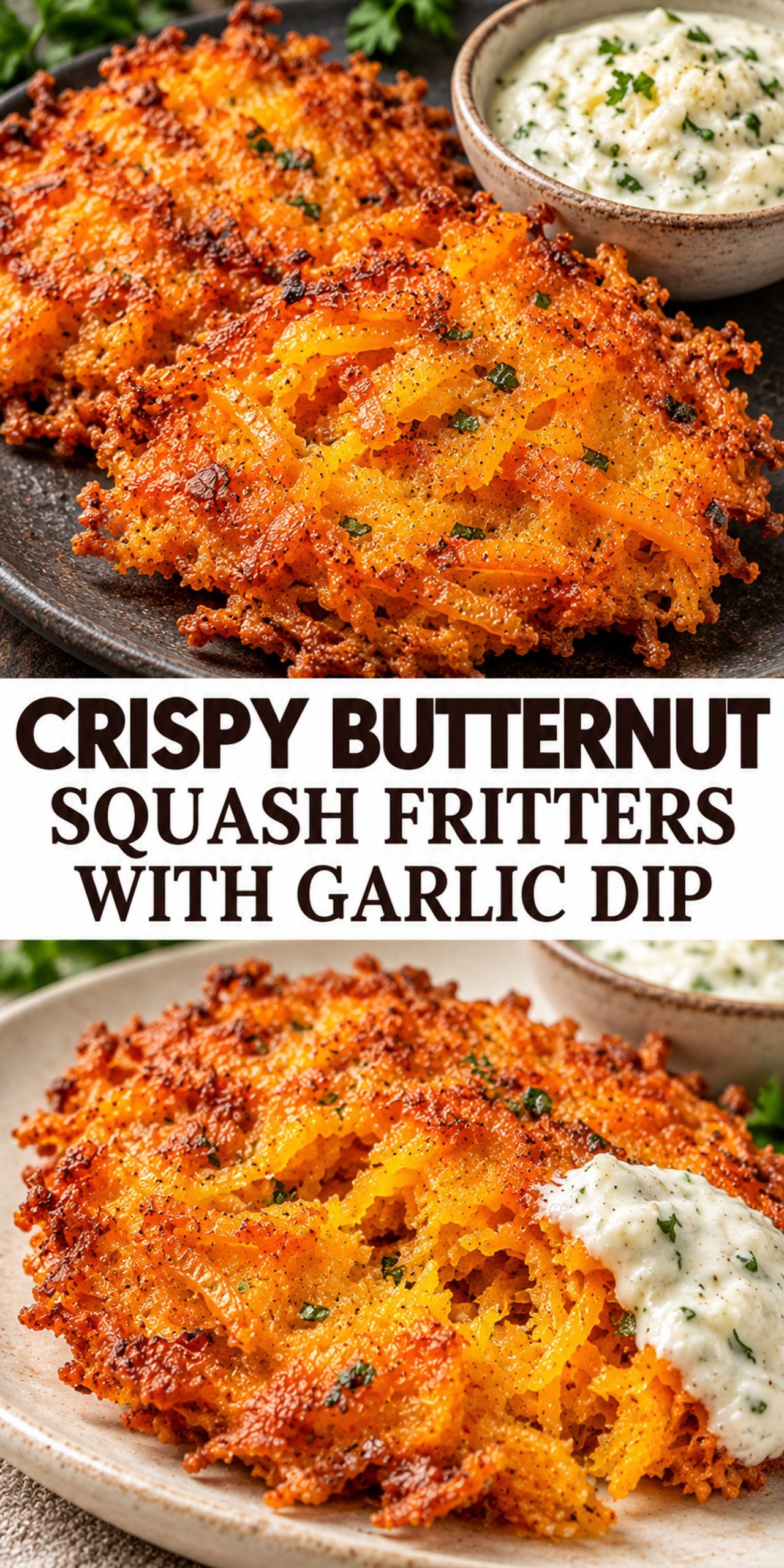 Crispy Butternut Squash Fritters with Garlic Dip Crispy Butternut Squash Fritters with Garlic Dip