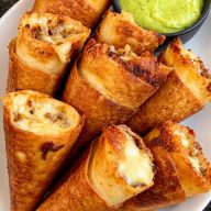 Crispy Cheesy Beef Cones with Creamy Avocado Sauce