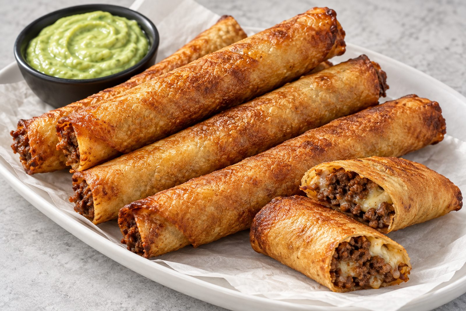 Crispy Cheesy Beef Taquitos