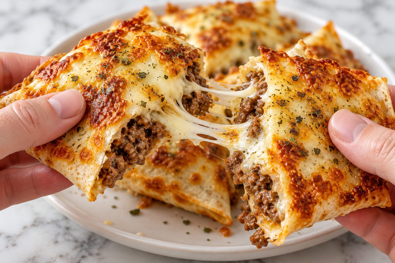 Crispy Cheesy Beef Tortilla Pockets