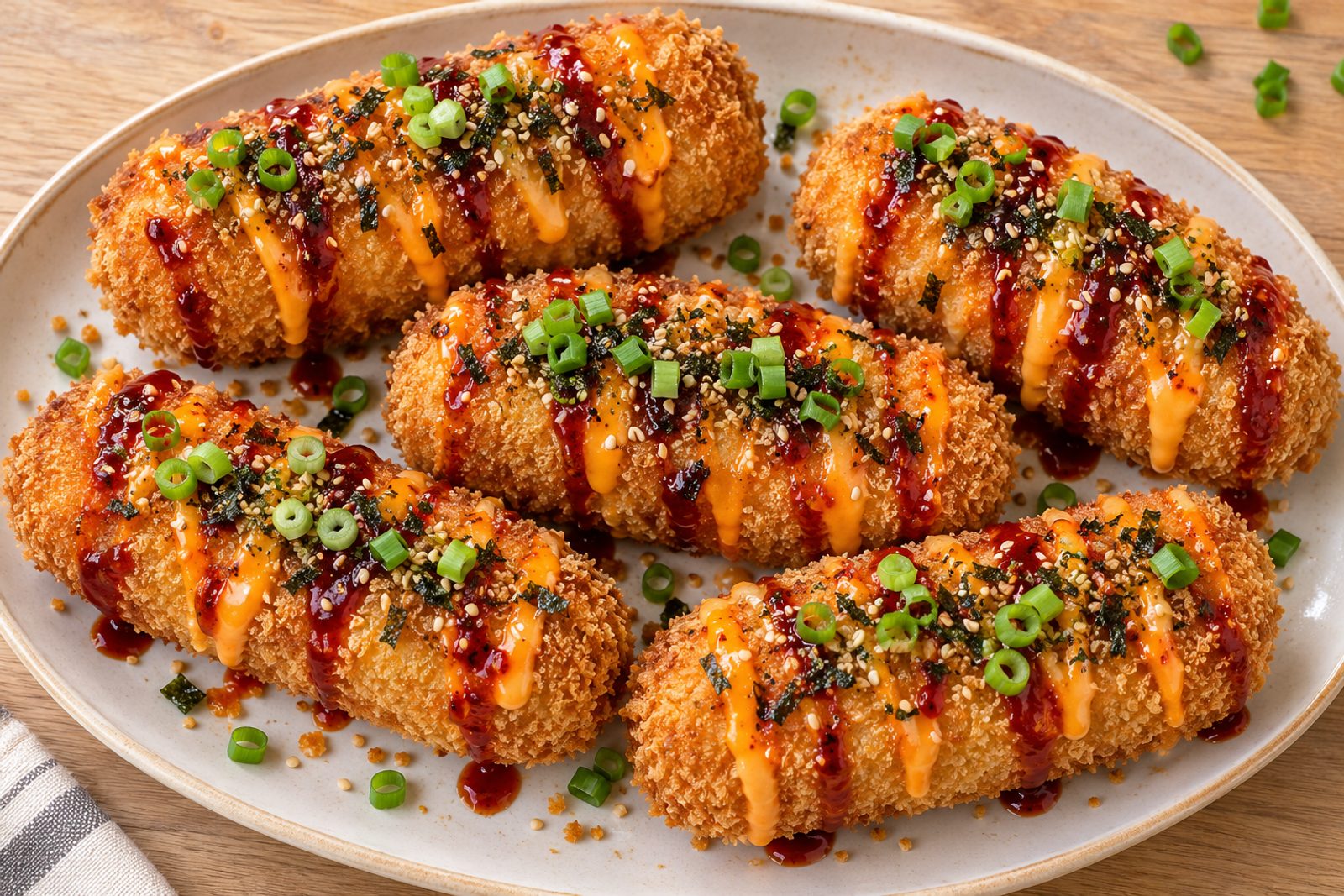 Crispy Cheesy Buldak Sausage Rolls