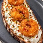 Crispy Garlic Shrimp Burrata Toast