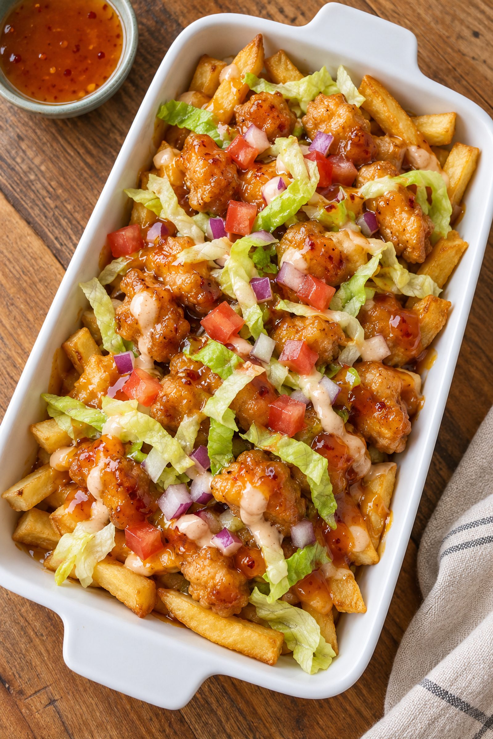Crispy Honey Chicken Loaded Fries