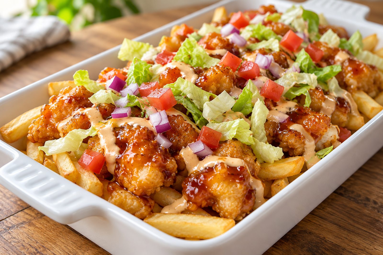 Crispy Honey Chicken Loaded Fries