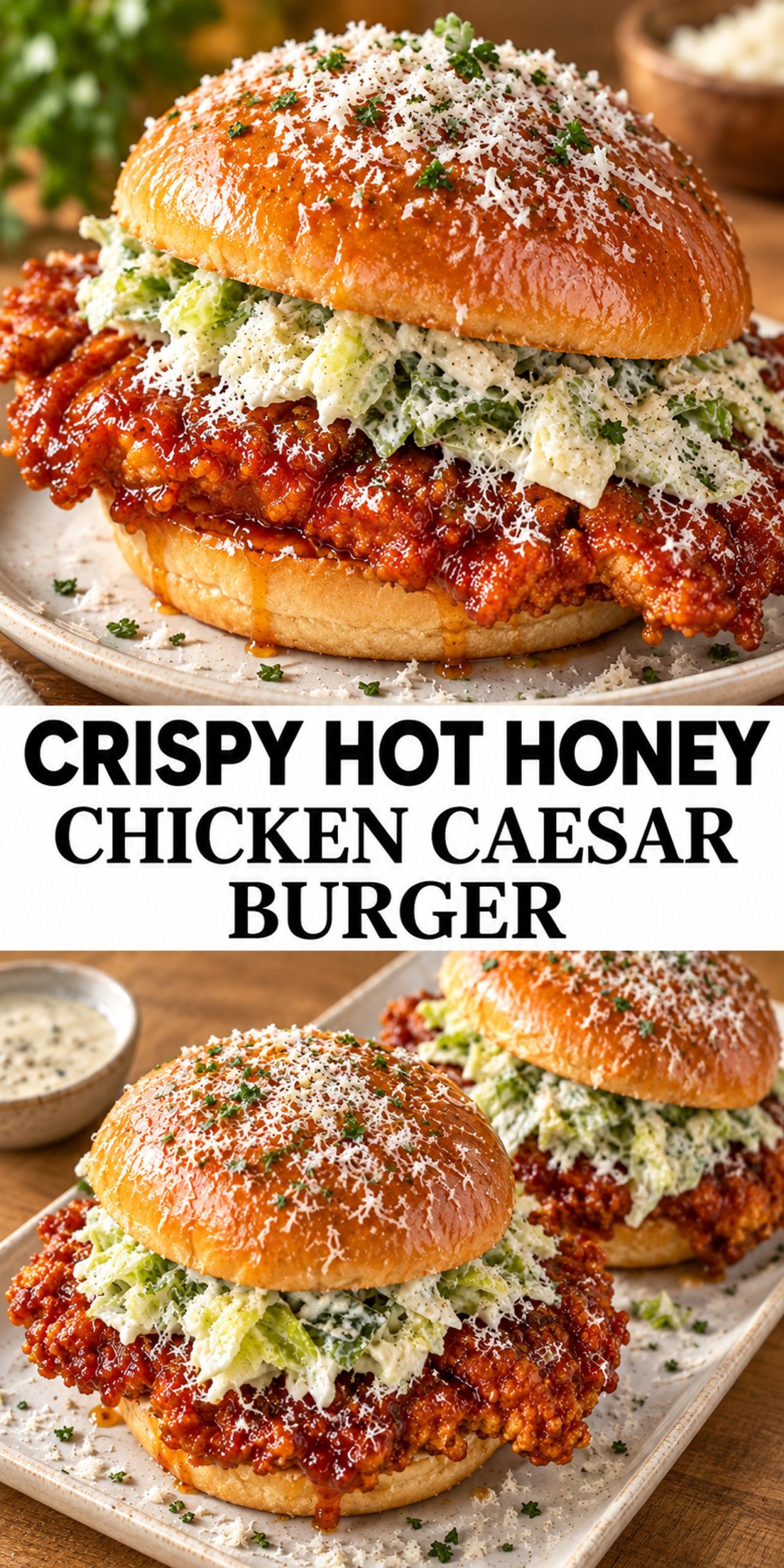 Crispy Hot Honey Chicken Caesar Burger Crispy Hot Honey Chicken Caesar Burger