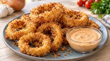 Crispy Onion Rings with Canes-Style Sauce