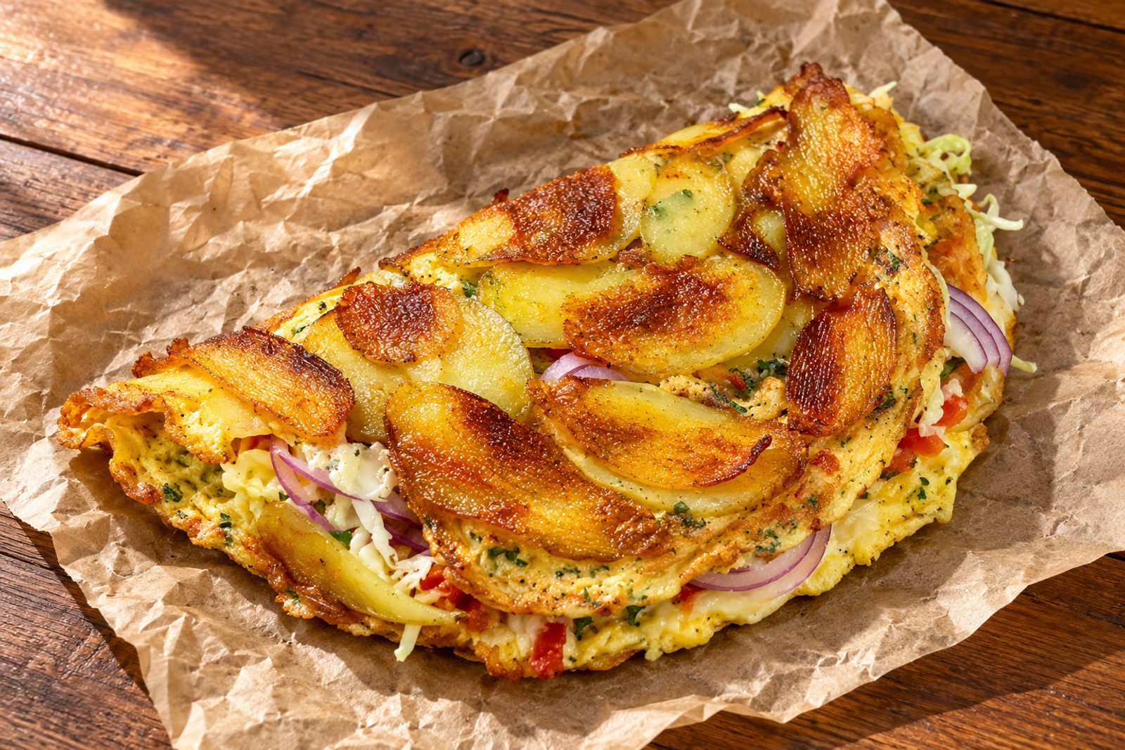 Crispy Potato Omelette Wrap Crispy Potato Omelette Wrap