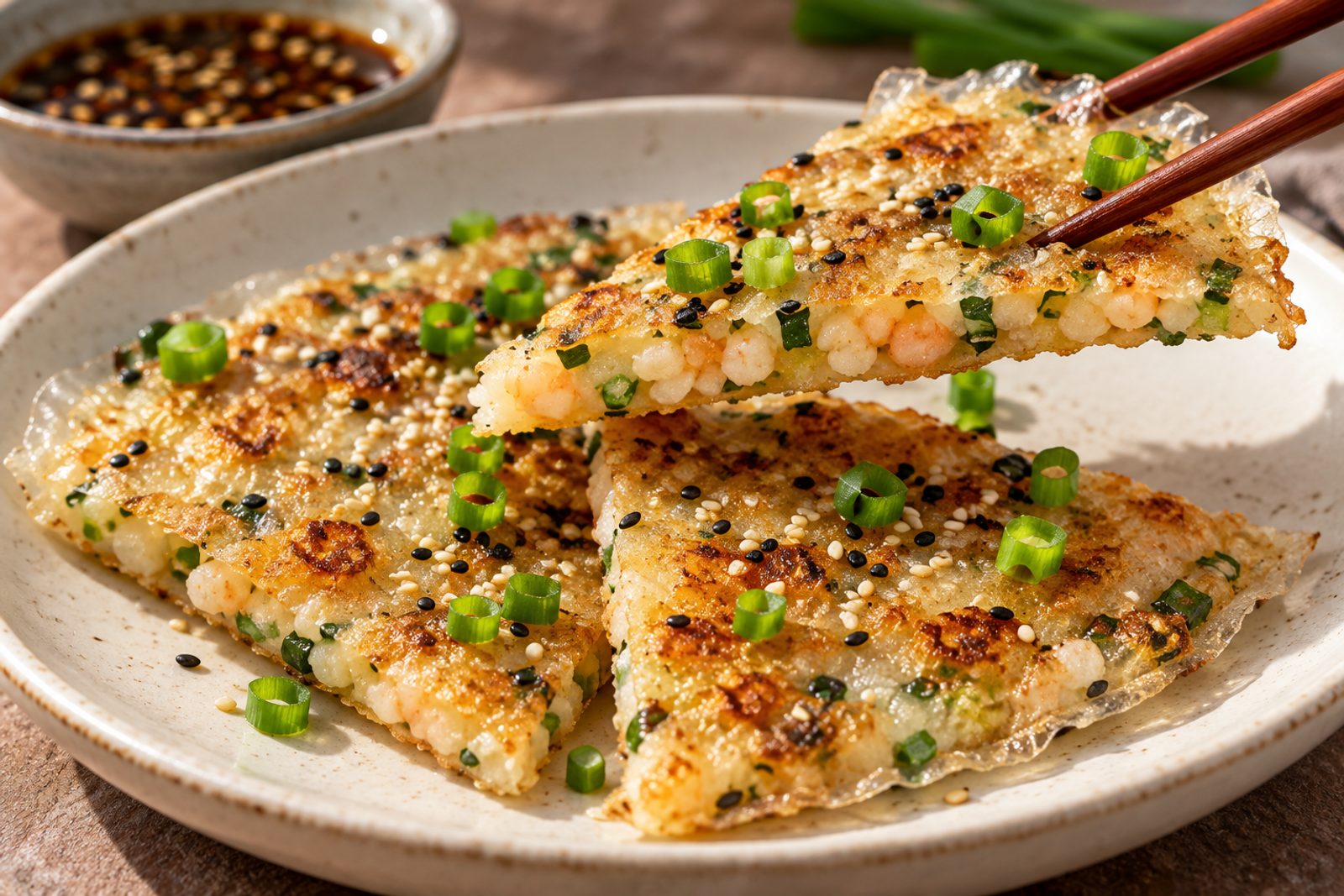 Crispy Rice Paper Shrimp Pancake