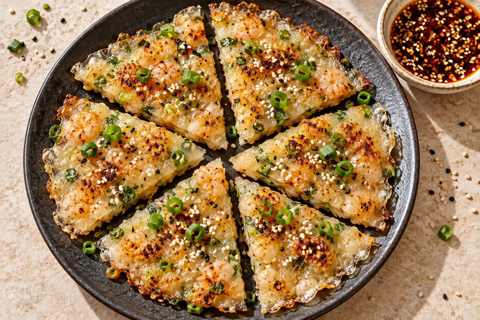 Crispy Rice Paper Shrimp Pancake