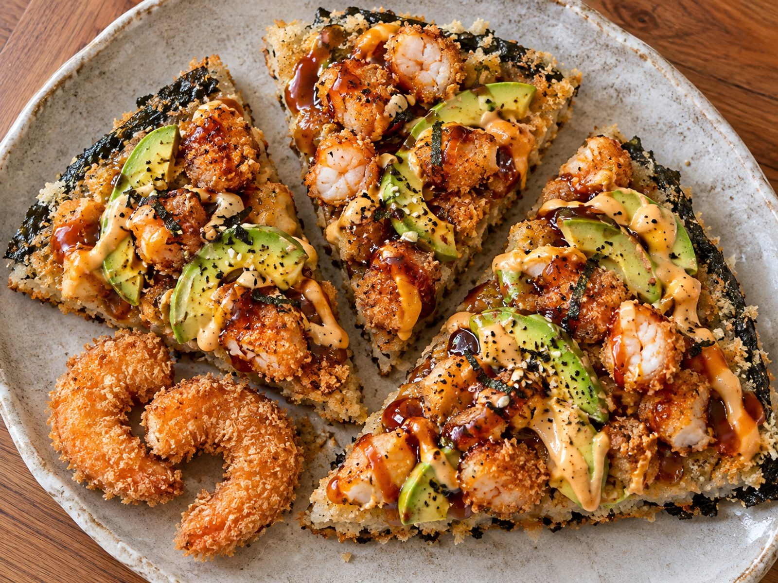 Crispy Shrimp Sushi Pizza