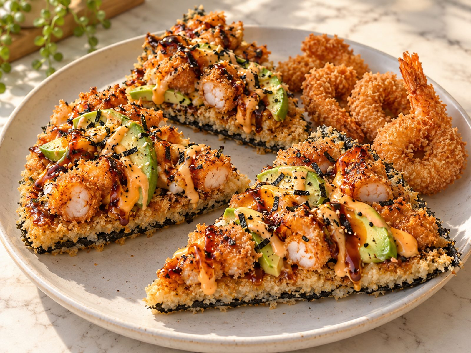 Crispy Shrimp Sushi Pizza