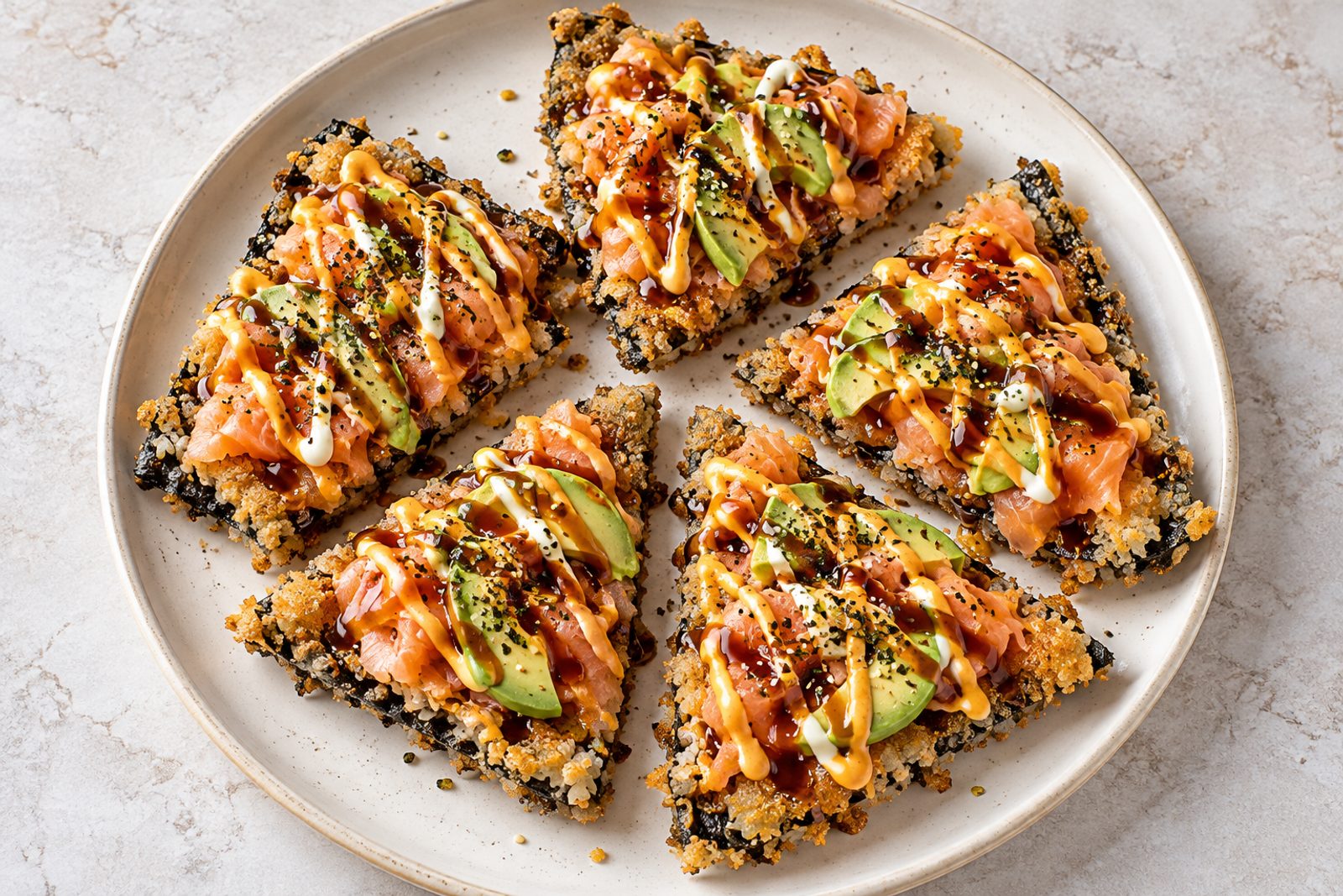 Crispy Smoked Salmon Sushi Pizza