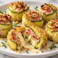Crispy Zucchini Ham & Cheese Rolls