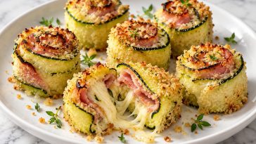 Crispy Zucchini Ham & Cheese Rolls