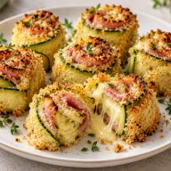 Crispy Zucchini Ham & Cheese Rolls