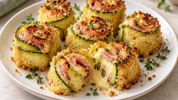 Crispy Zucchini Ham & Cheese Rolls