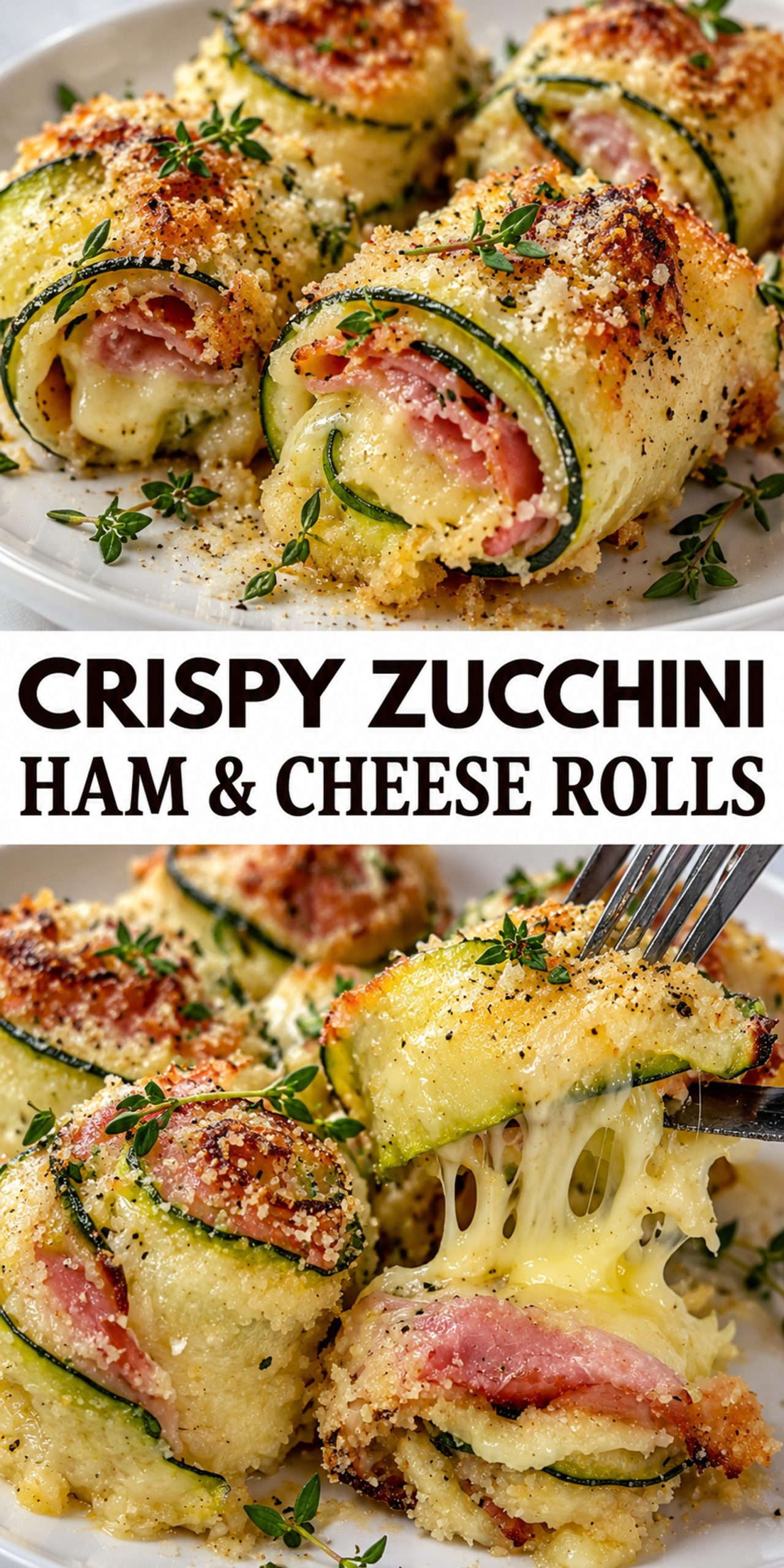 Crispy Zucchini Ham & Cheese Rolls