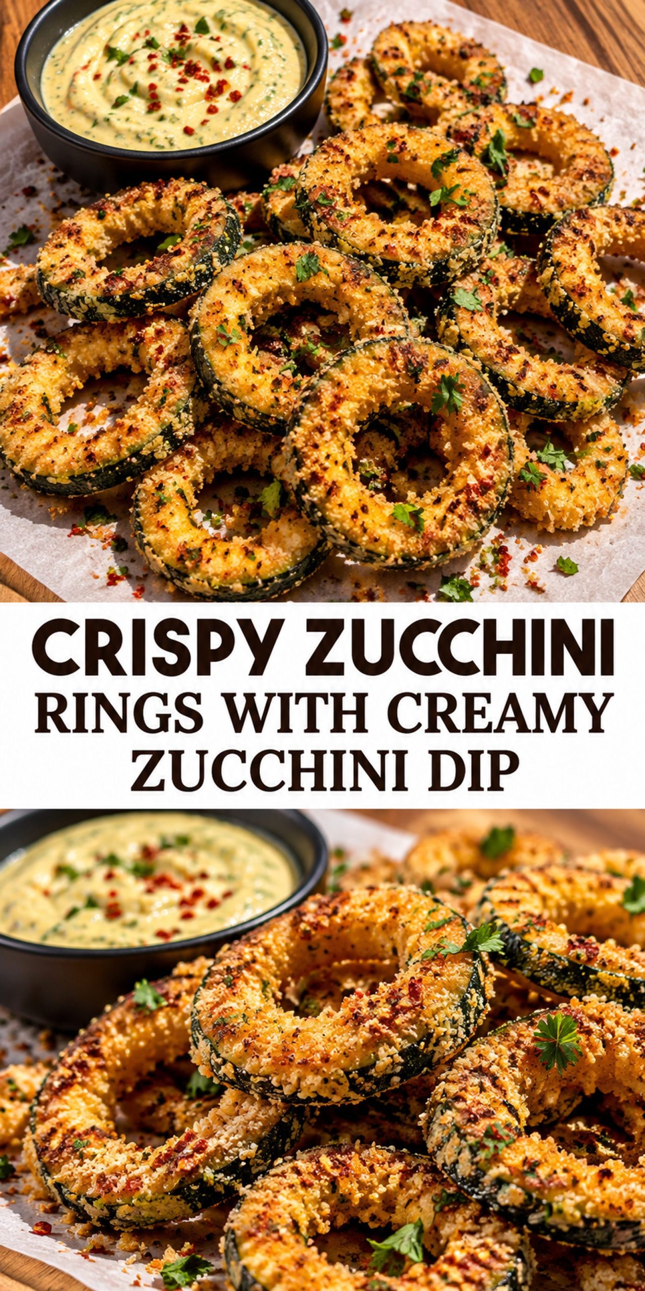 Crispy Zucchini Rings with Creamy Zucchini Dip Crispy Zucchini Rings with Creamy Zucchini Dip