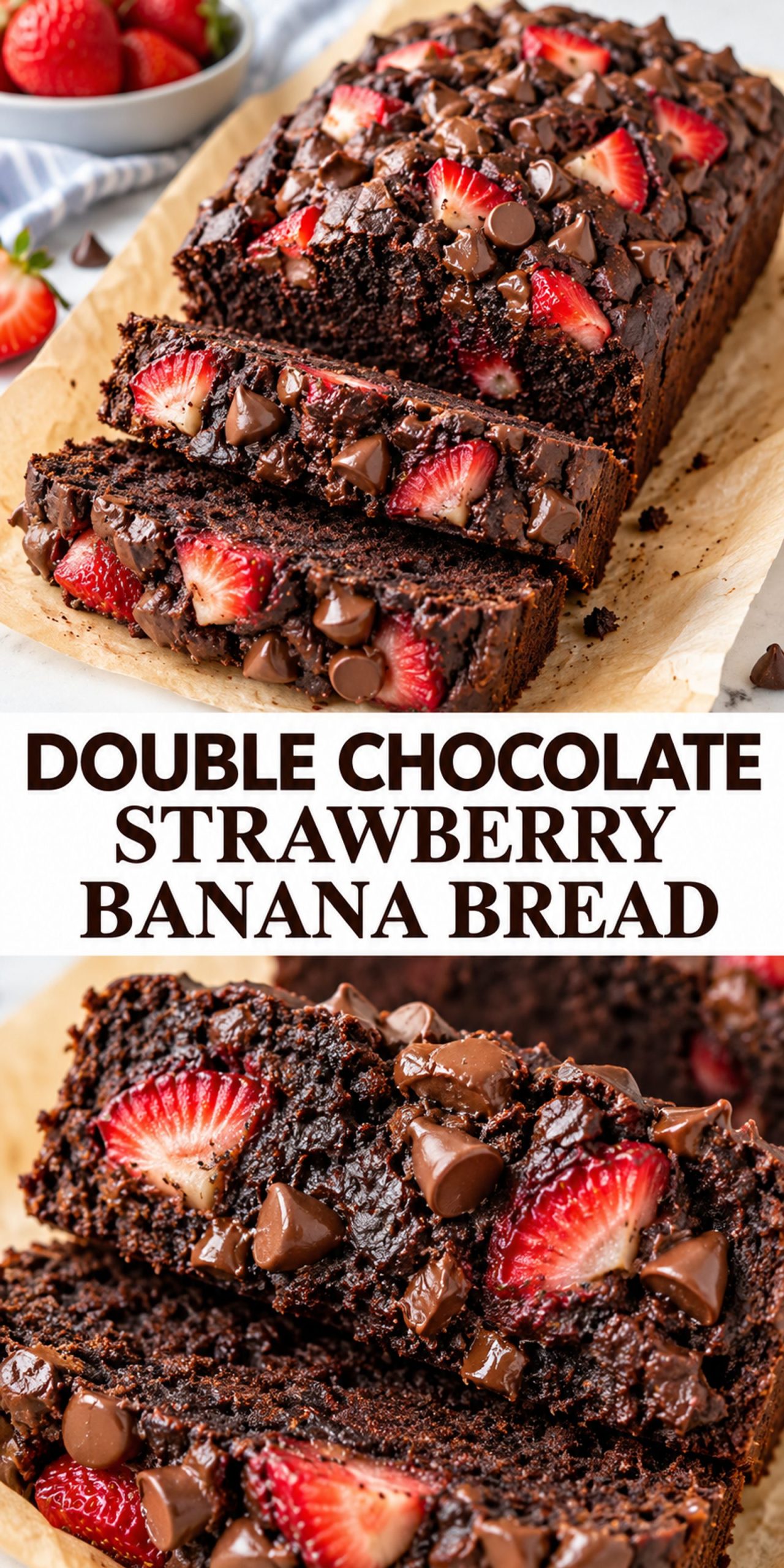 Double Chocolate Strawberry Banana Bread