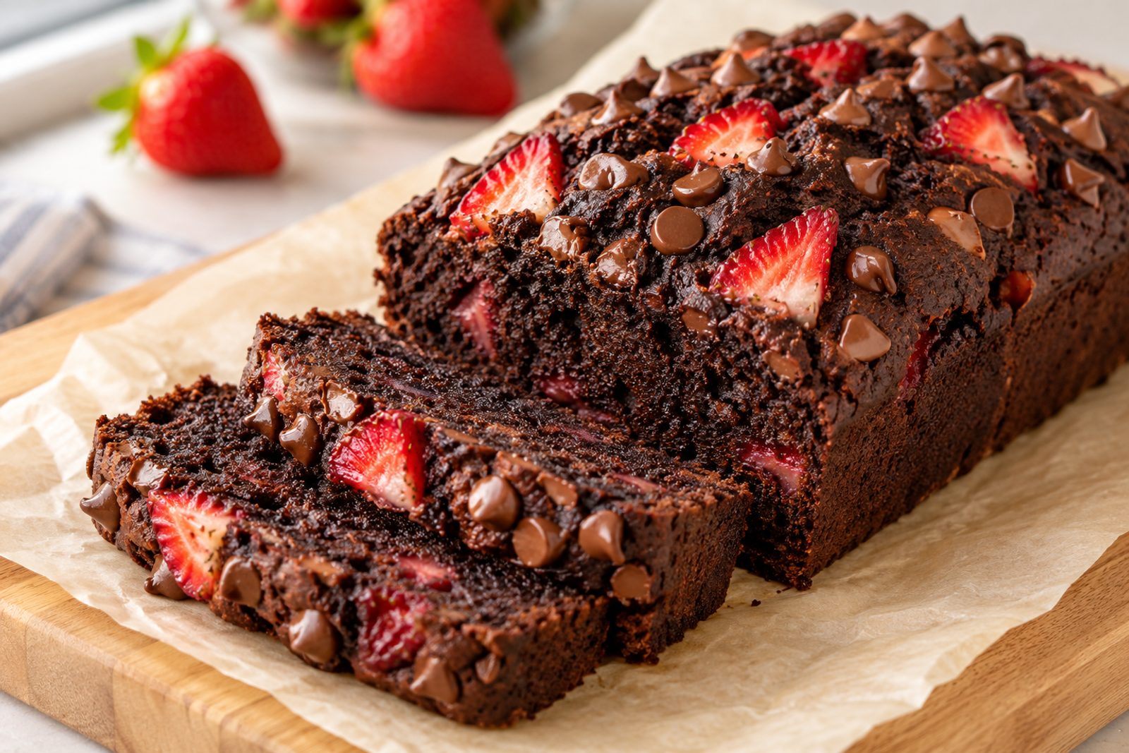Double Chocolate Strawberry Banana Bread