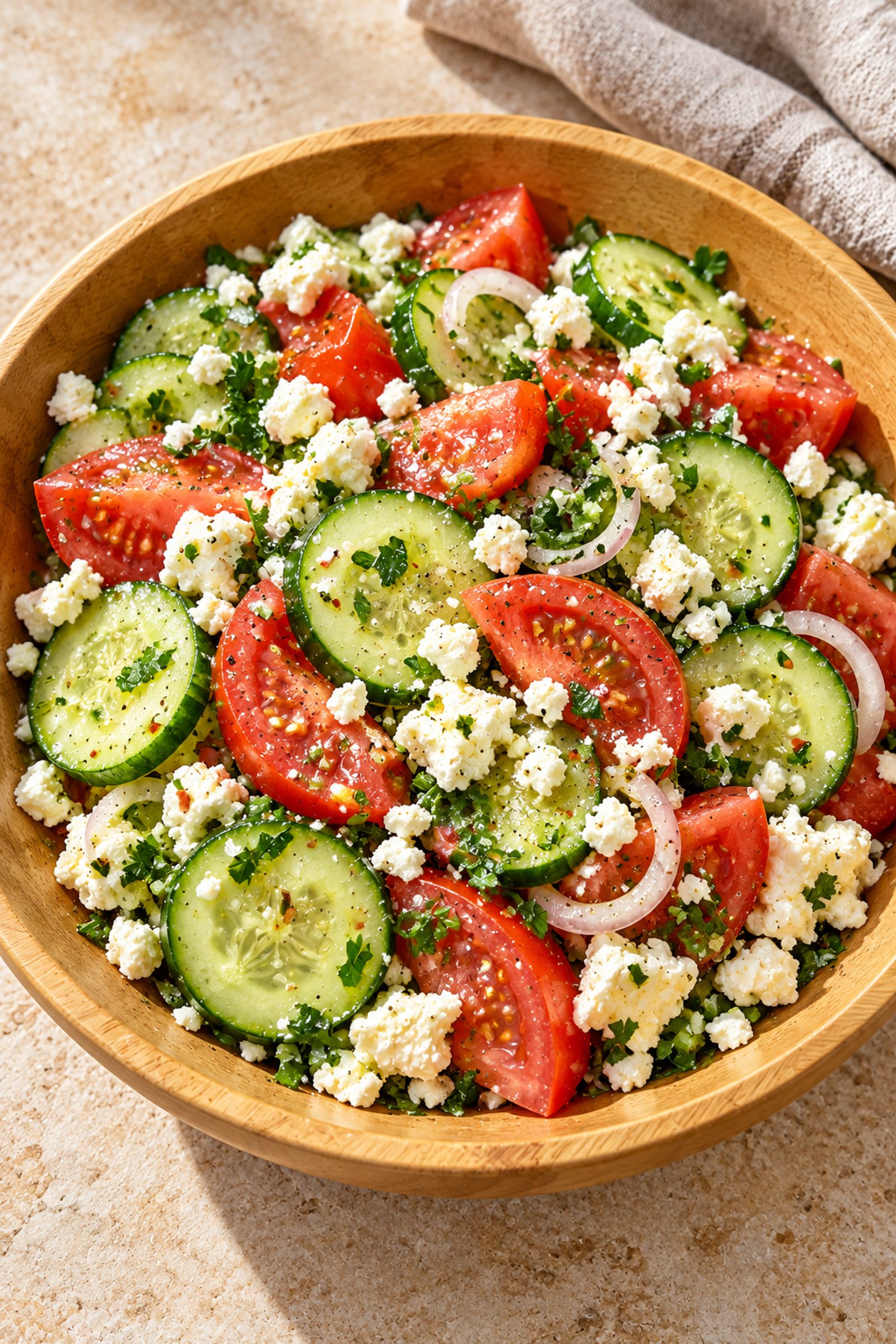 Easy Cucumber Tomato Feta Salad