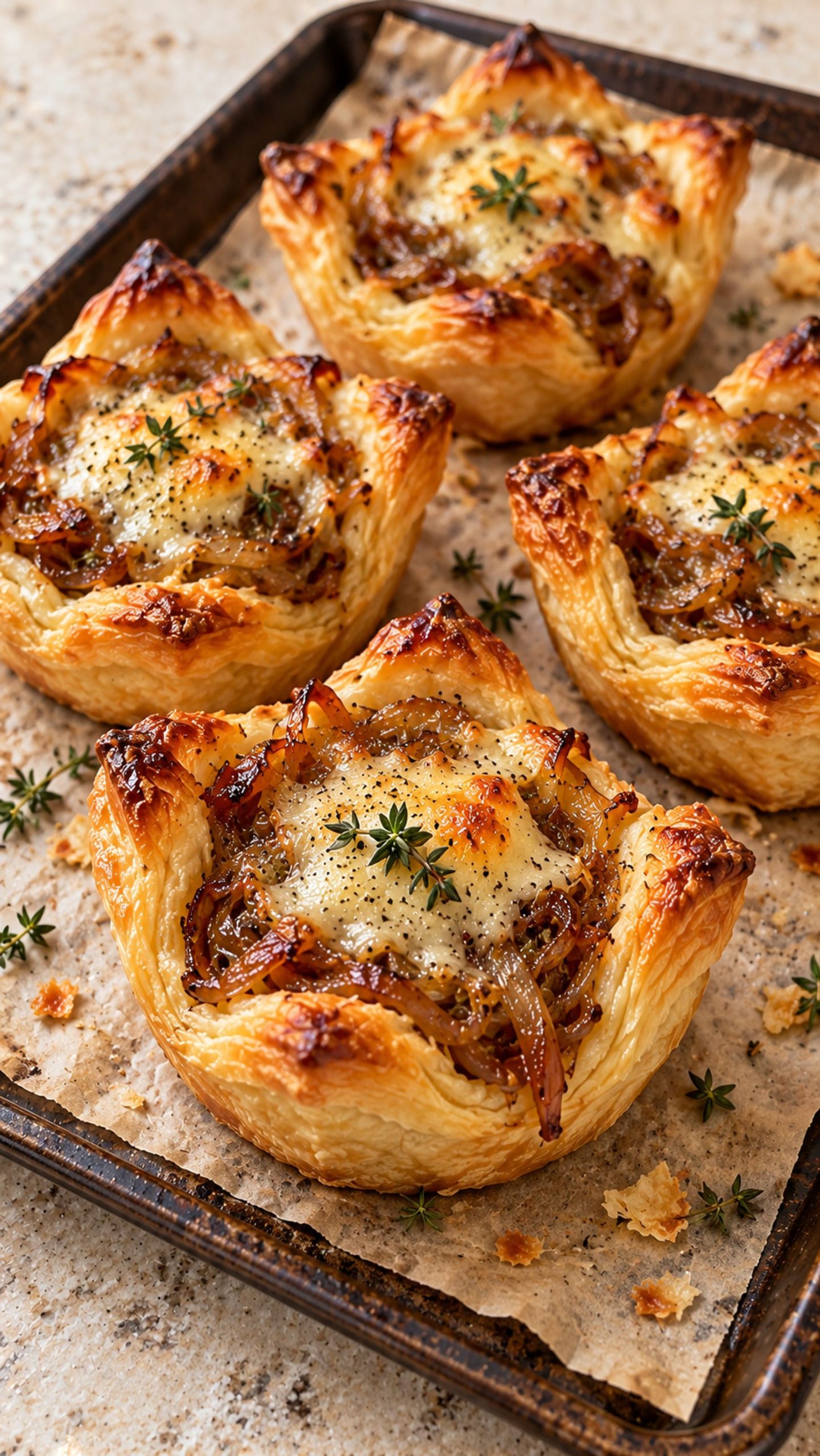 French Onion Gruyere Pastry Cups