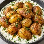 Garlic Butter Baby Potatoes with Creamy Feta Dip