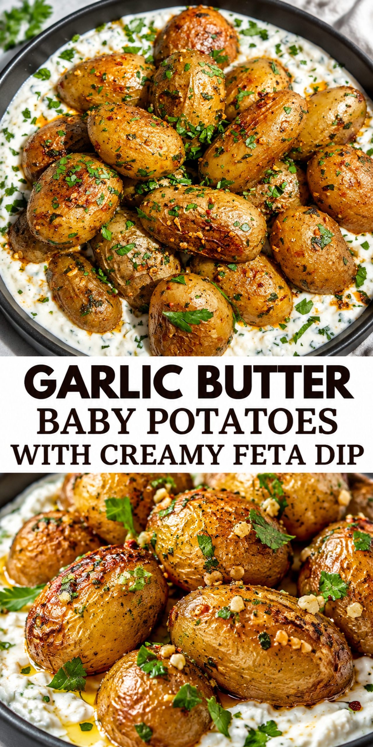 Garlic Butter Baby Potatoes with Creamy Feta Dip Garlic Butter Baby Potatoes with Creamy Feta Dip