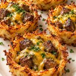Garlic Butter Steak Potato Nests