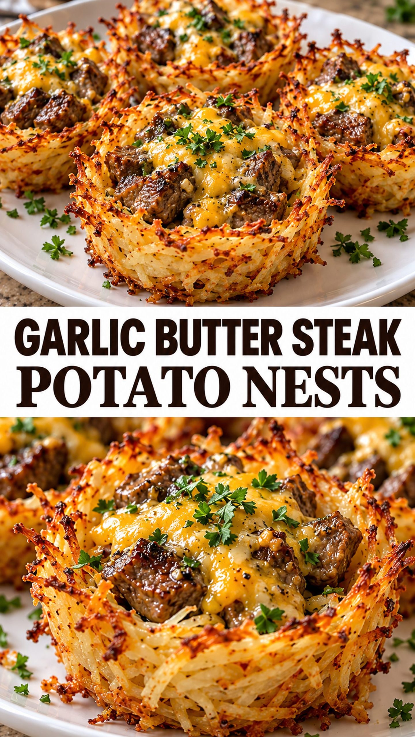 Garlic Butter Steak Potato Nests Garlic Butter Steak Potato Nests