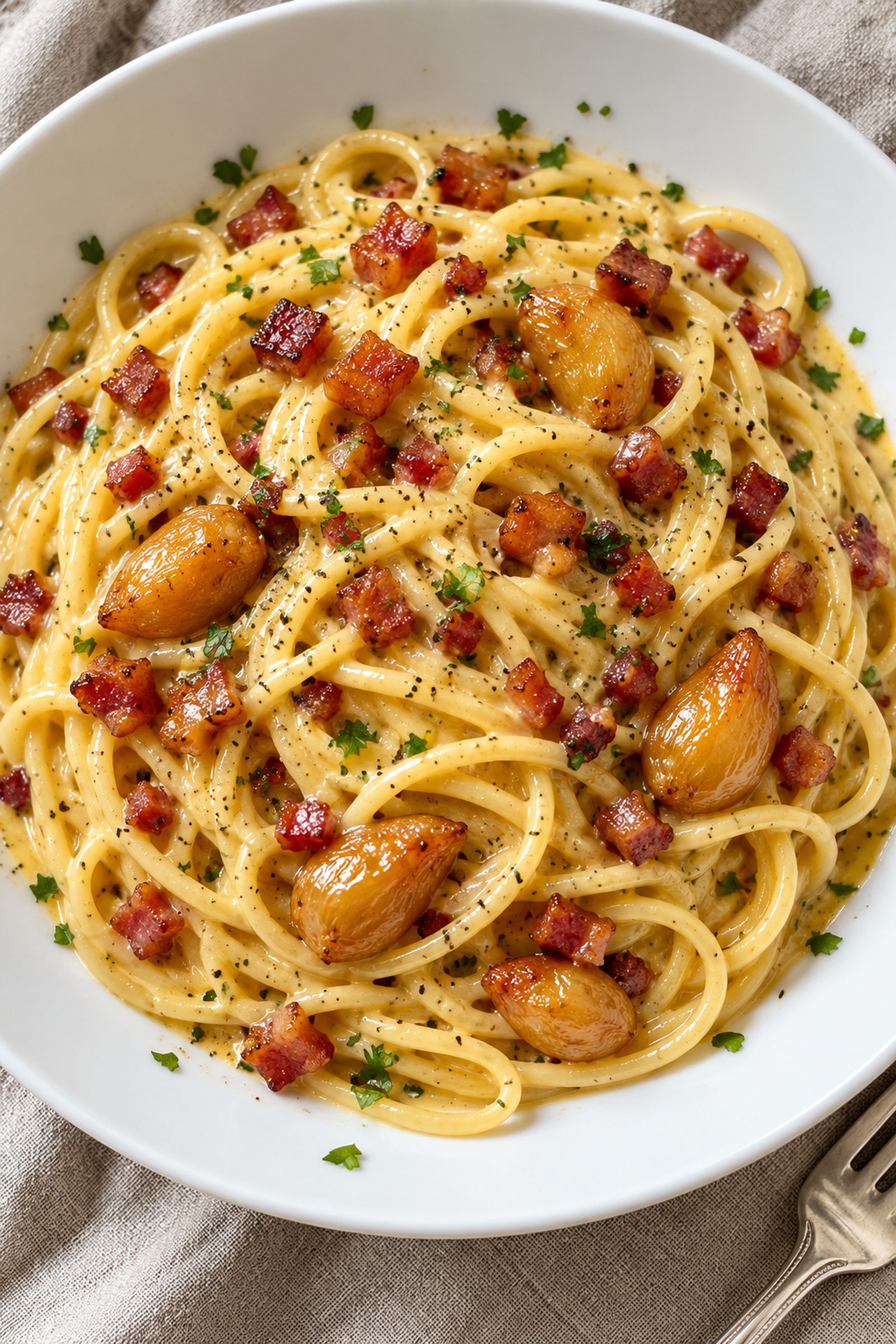 Garlic Confit Pasta Carbonara