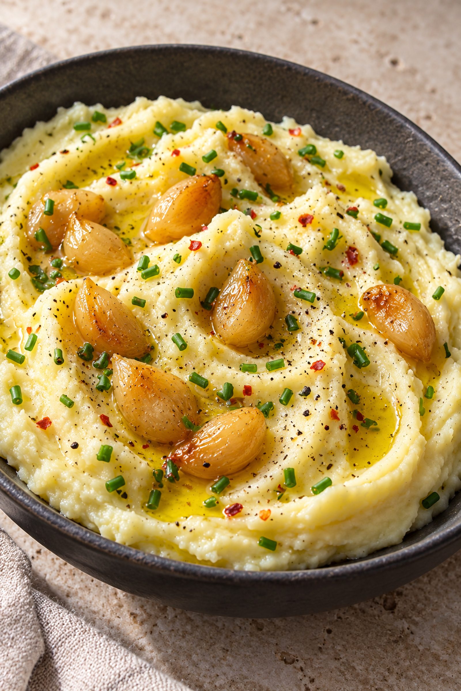 Garlic Mashed Potatoes with Garlic Confit