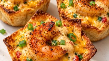 Garlic Parmesan Chicken Alfredo Cups