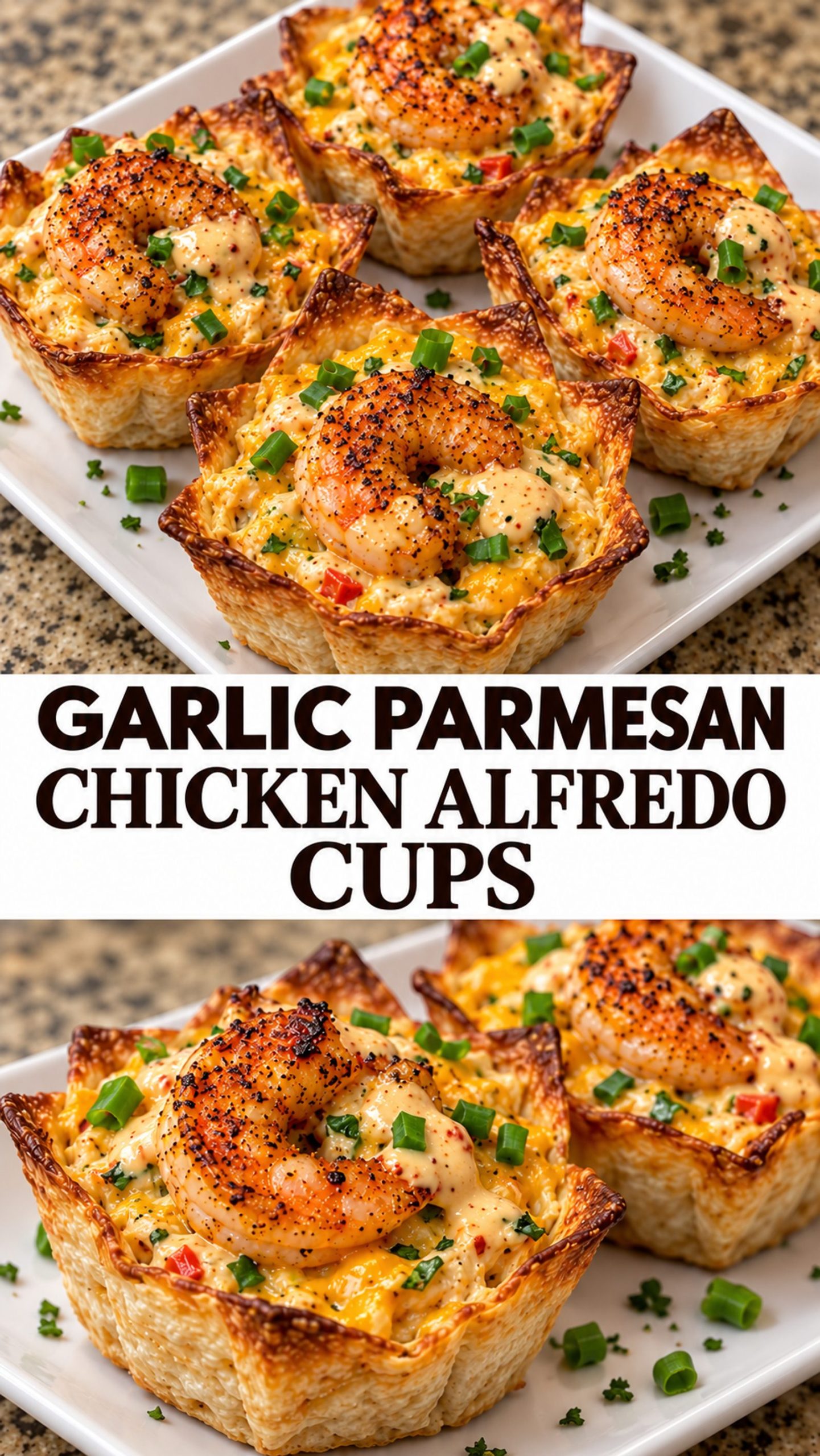 Garlic Parmesan Chicken Alfredo Cups Garlic Parmesan Chicken Alfredo Cups