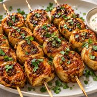 Glazed Beef Tortilla Kebabs
