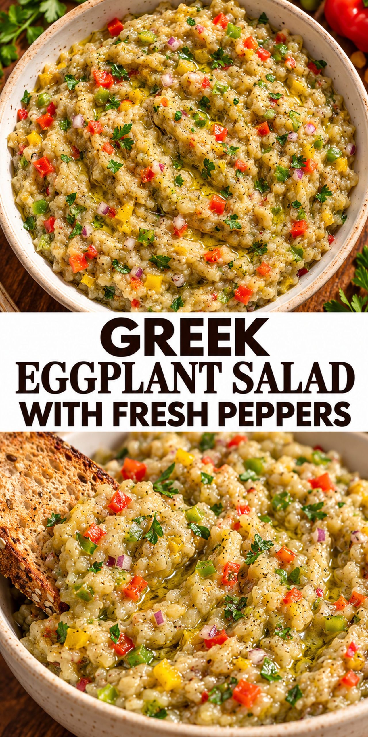 Greek Eggplant Salad with Fresh Peppers Greek Eggplant Salad with Fresh Peppers